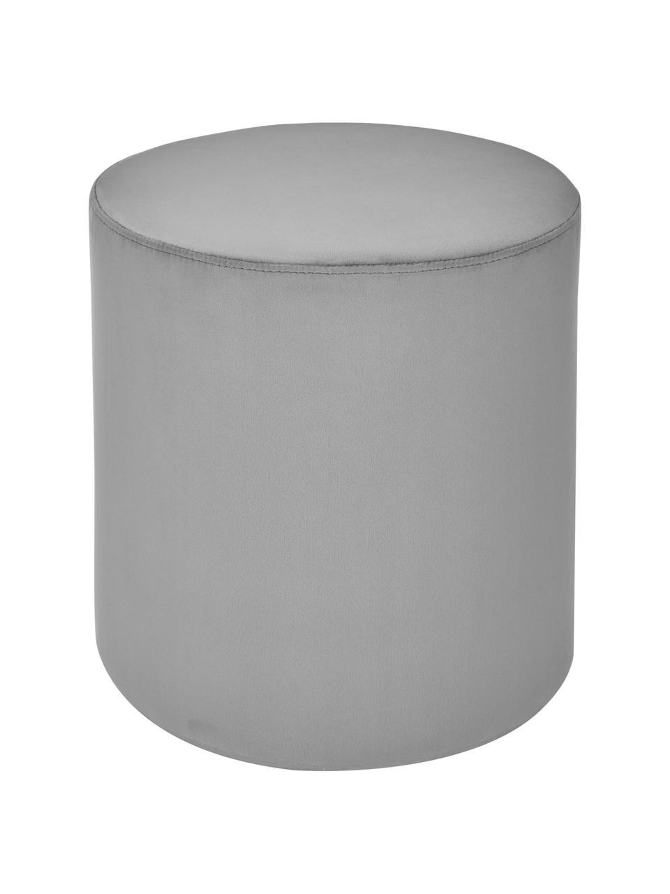 Puf de terciopelo Daisy, Tapizado: terciopelo (poliéster) Al, Estructura: madera contrachapada, Gris, Ø 38 x Al 45 cm