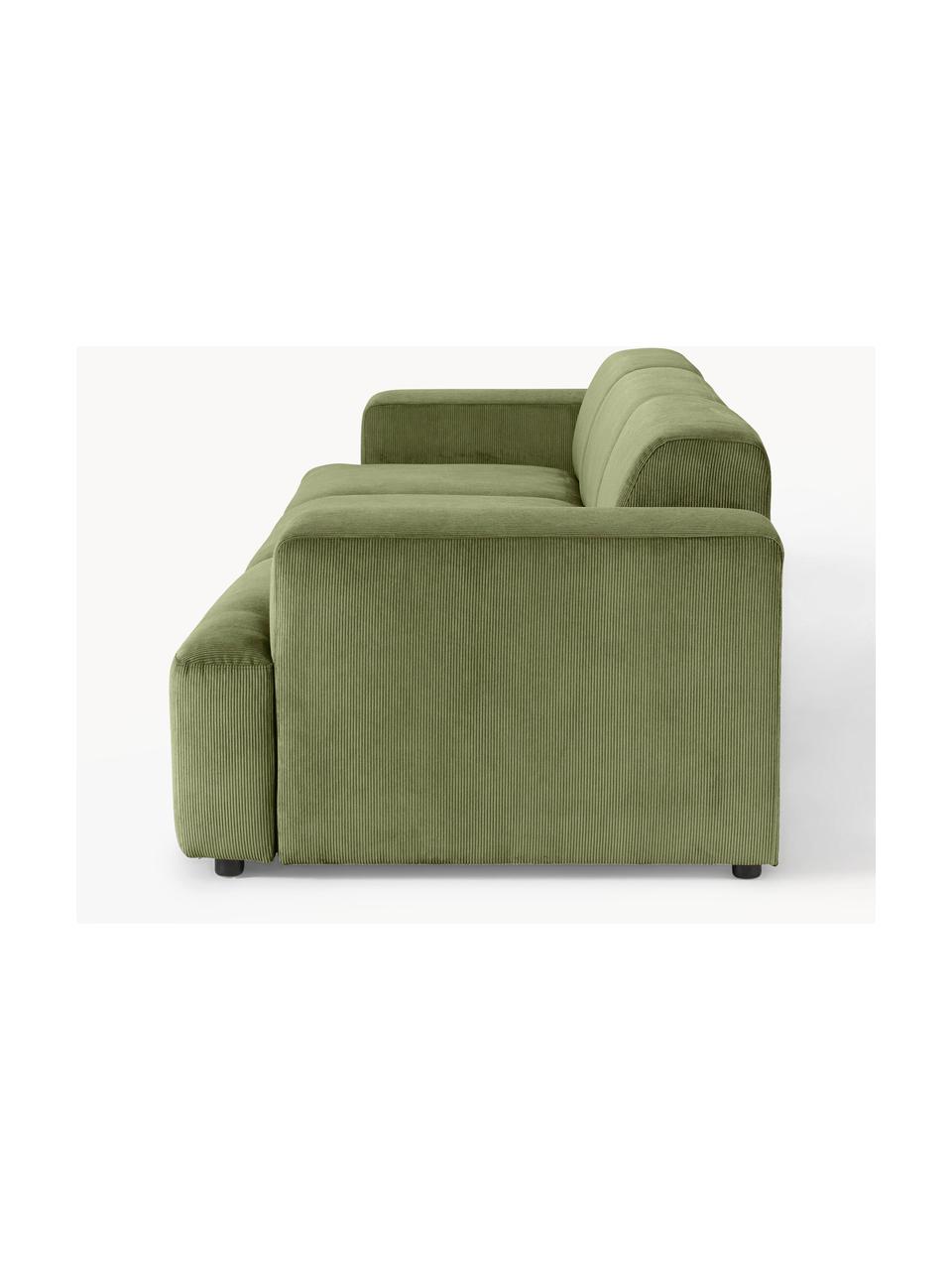 Cord-Sofa Melva (4-Sitzer), Bezug: Cord (92 % Polyester, 8 %, Gestell: Massives Kiefernholz, Spe, Füße: Kunststoff Dieses Produkt, Cord Olivgrün, B 319 x T 101 cm