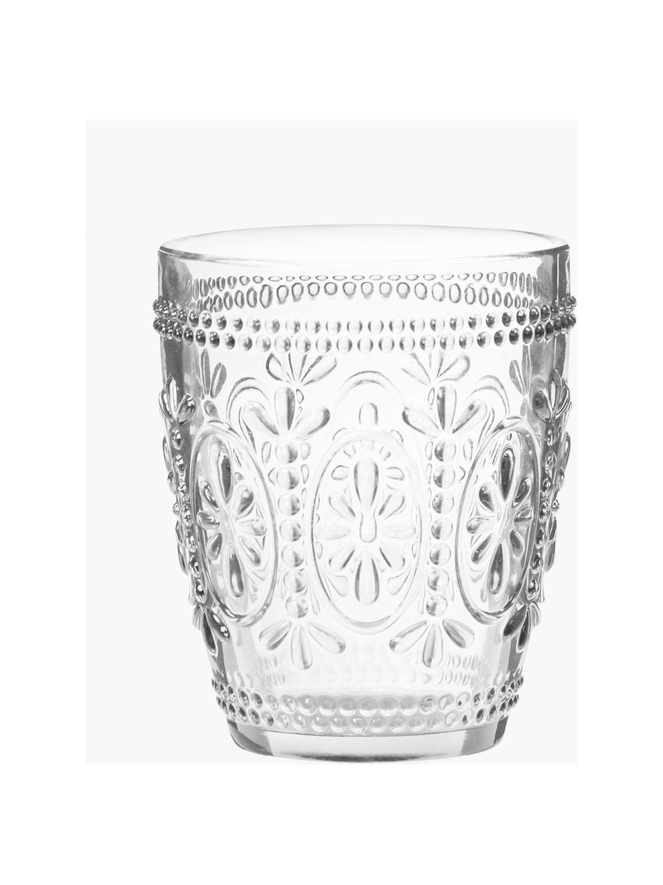 Bicchiere con motivo floreale in rilievo Chambord 6 pz, Vetro, Trasparente, Ø 8 x Alt. 10 cm, 250 ml