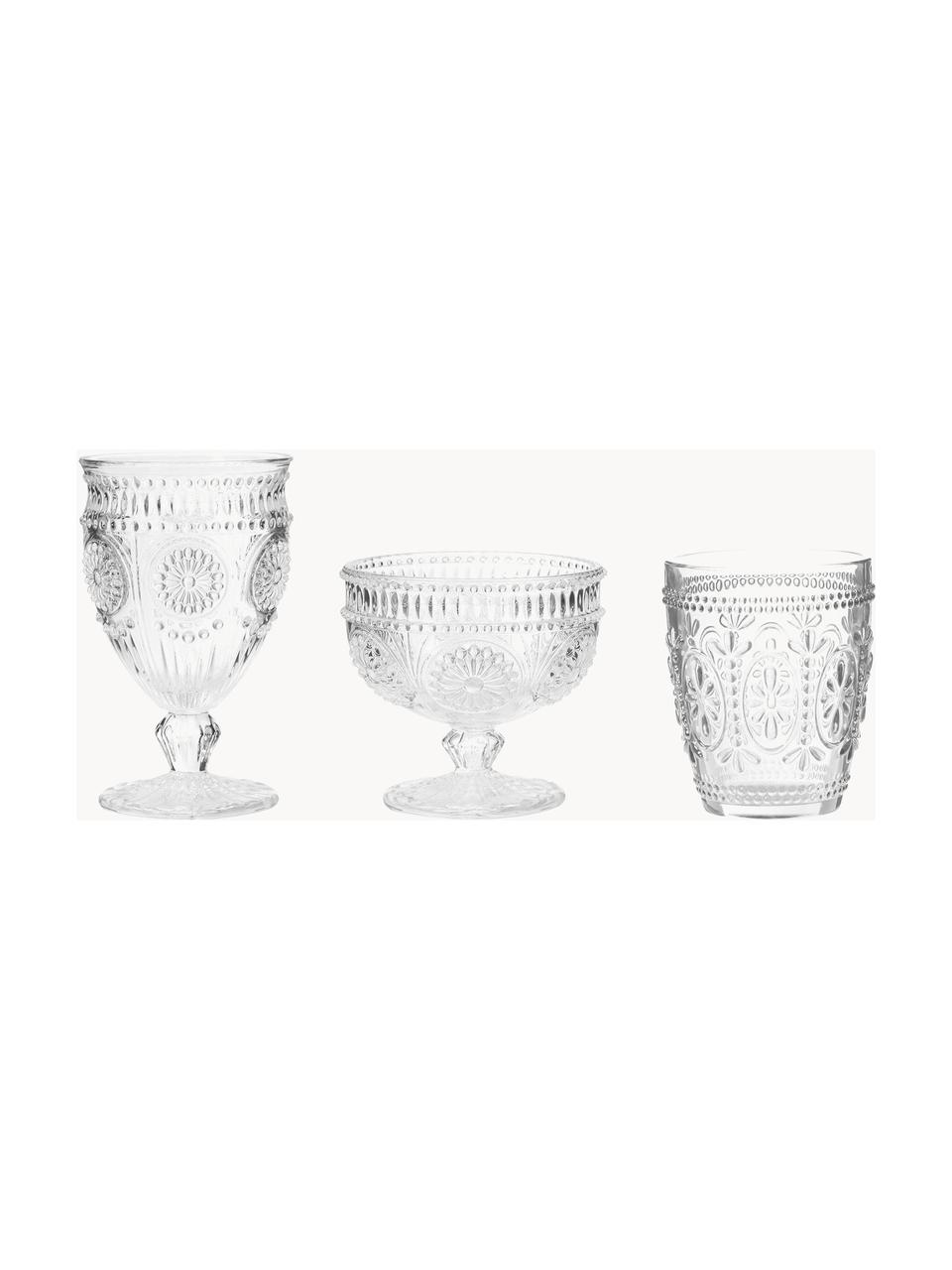 Vasos con relieves Chambord, 6 uds., Vidrio, Transparente, Ø 8 x Al 10 cm, 250 ml
