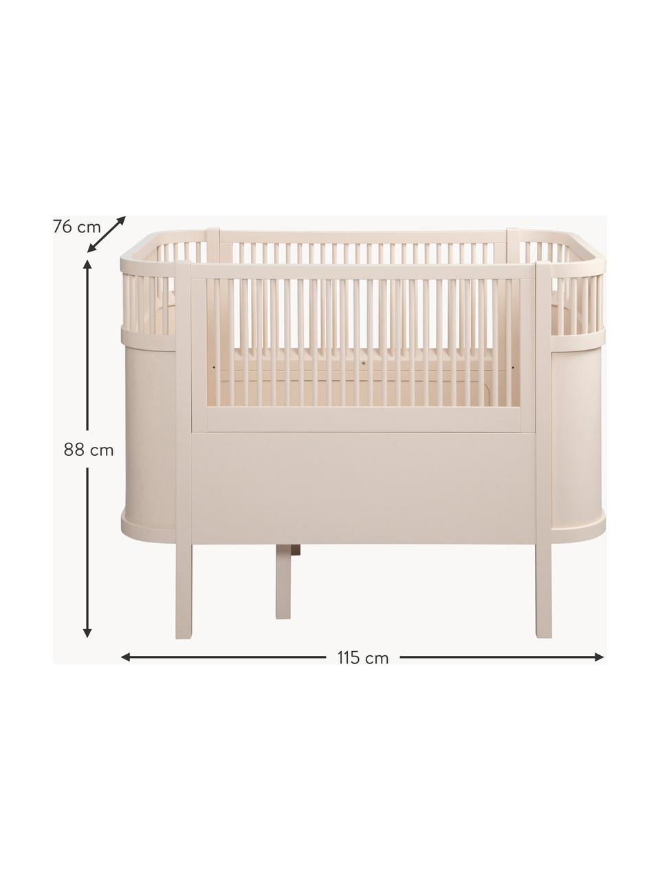 Lit de bébé ajustable Baby & Junior, 70 x 110-150 cm, Bois de bouleau, laqué, Beige clair, larg. 70 x long. 110 - 150 cm