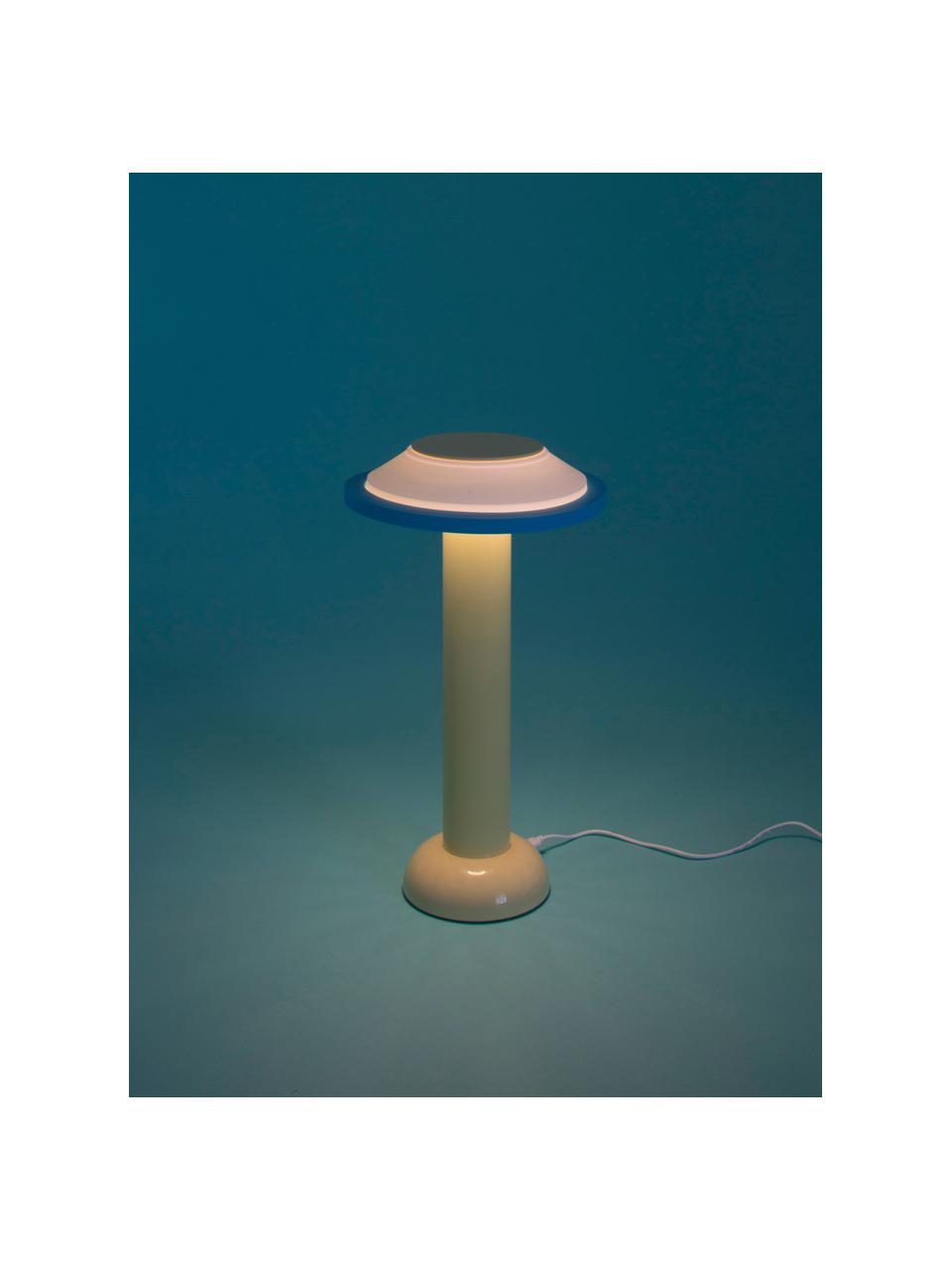 Lámpara de mesa pequeña LED regulable PL2, Pantalla: silicona, Estructura: metal recubierto, Cable: plástico, Amarillo sol, blanco, azul, Ø 18 x Al 30 cm