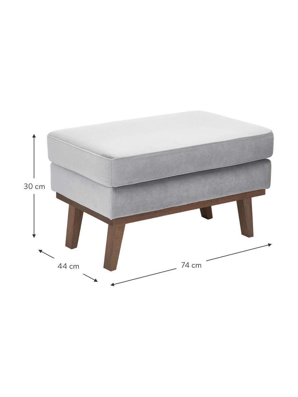 Tabouret/repose-pieds velours foncé Alva, Gris