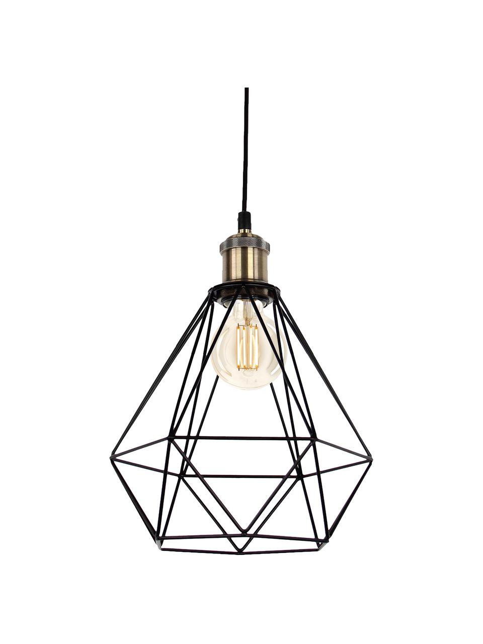 Lampa wisząca Agnes, Czarny, odcienie mosiądzu, Ø 21 x W 22 cm