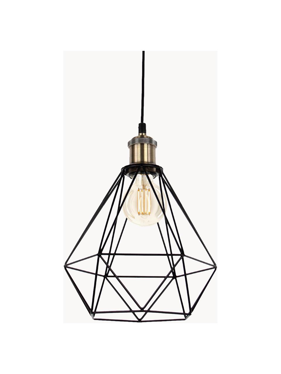 Lampa wisząca Agnes, Czarny, odcienie mosiądzu, Ø 21 x W 22 cm