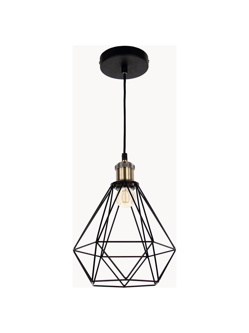 Lampa wisząca Agnes, Czarny, odcienie mosiądzu, Ø 21 x W 22 cm