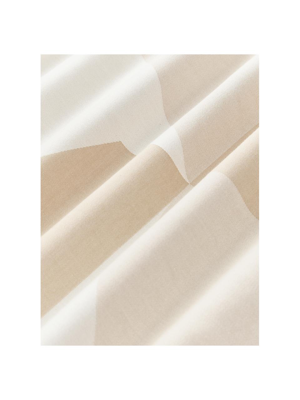 Drap plat en jacquard de coton à motifs géométriques Elinor, Tons beiges, larg. 240 x long. 280 cm