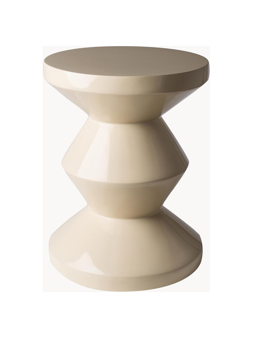 Table d'appoint ronde Zig Zag, Plastique, laqué, Beige clair, Ø 36 x haut. 46 cm