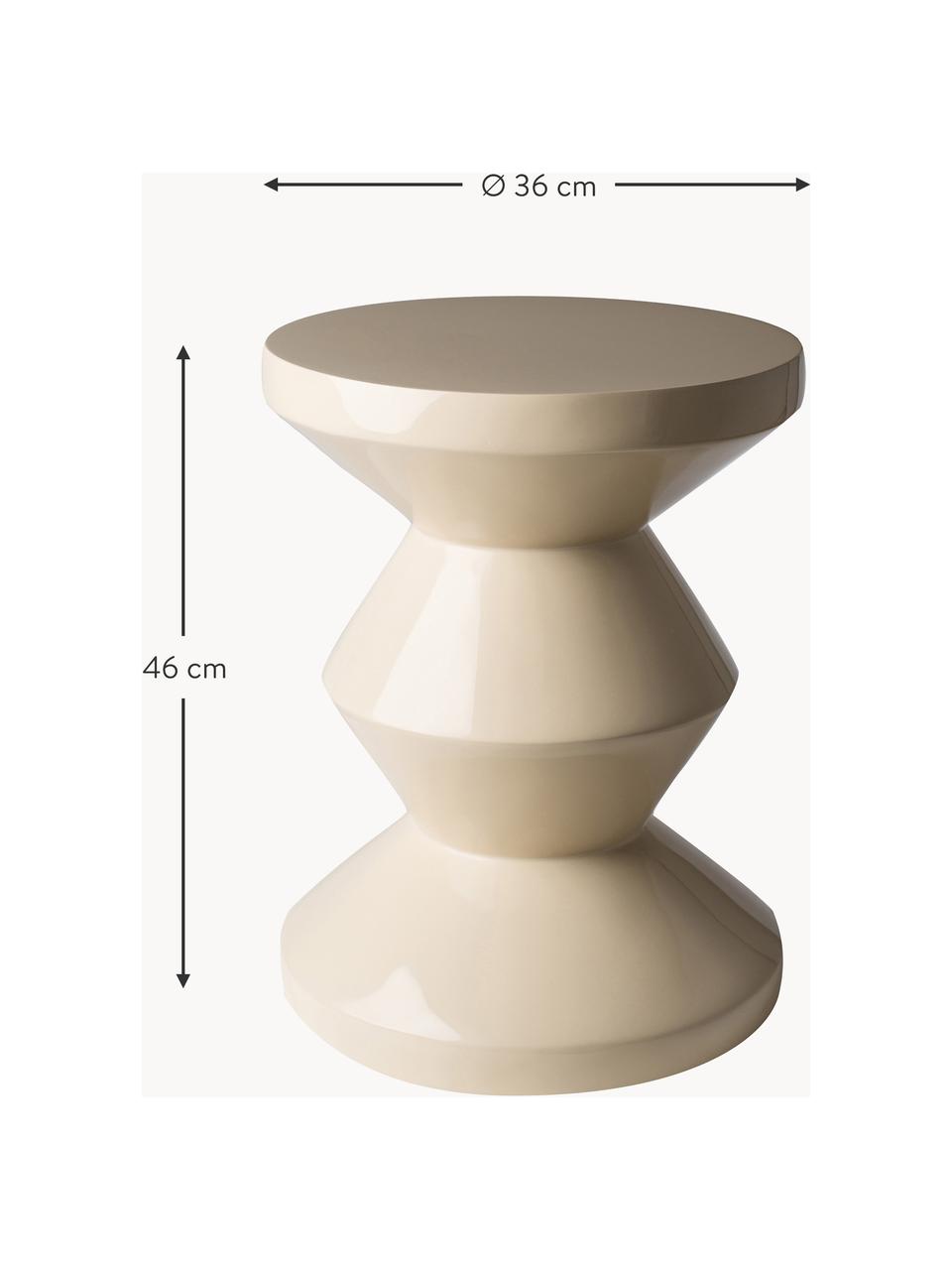 Tavolino rotondo Zig Zag, Plastica laccata, Beige chiaro, Ø 36 x Alt. 46 cm