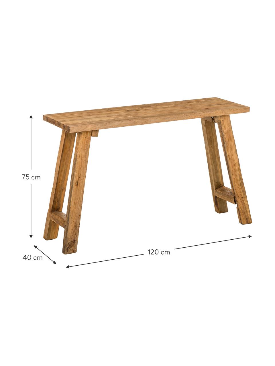 Consolle in legno di teak Lawas, Legno di teak riciclato, finitura naturale, Legno di teak, Larg. 120 x Prof. 40 cm