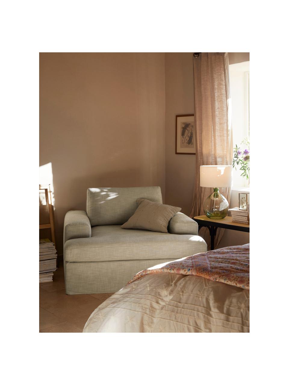 Fauteuil Russell met afneembare hoezen, Bekleding: 100% katoen Met 50.000 sc, Frame: massief grenenhout FSC-ge, Poten: kunststof, Geweven stof gebroken wit, B 103 x D 112 cm