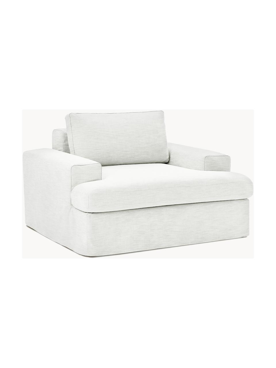 Fauteuil Russell met afneembare hoezen, Bekleding: 100% katoen Met 50.000 sc, Frame: massief grenenhout FSC-ge, Poten: kunststof, Geweven stof gebroken wit, B 103 x D 112 cm