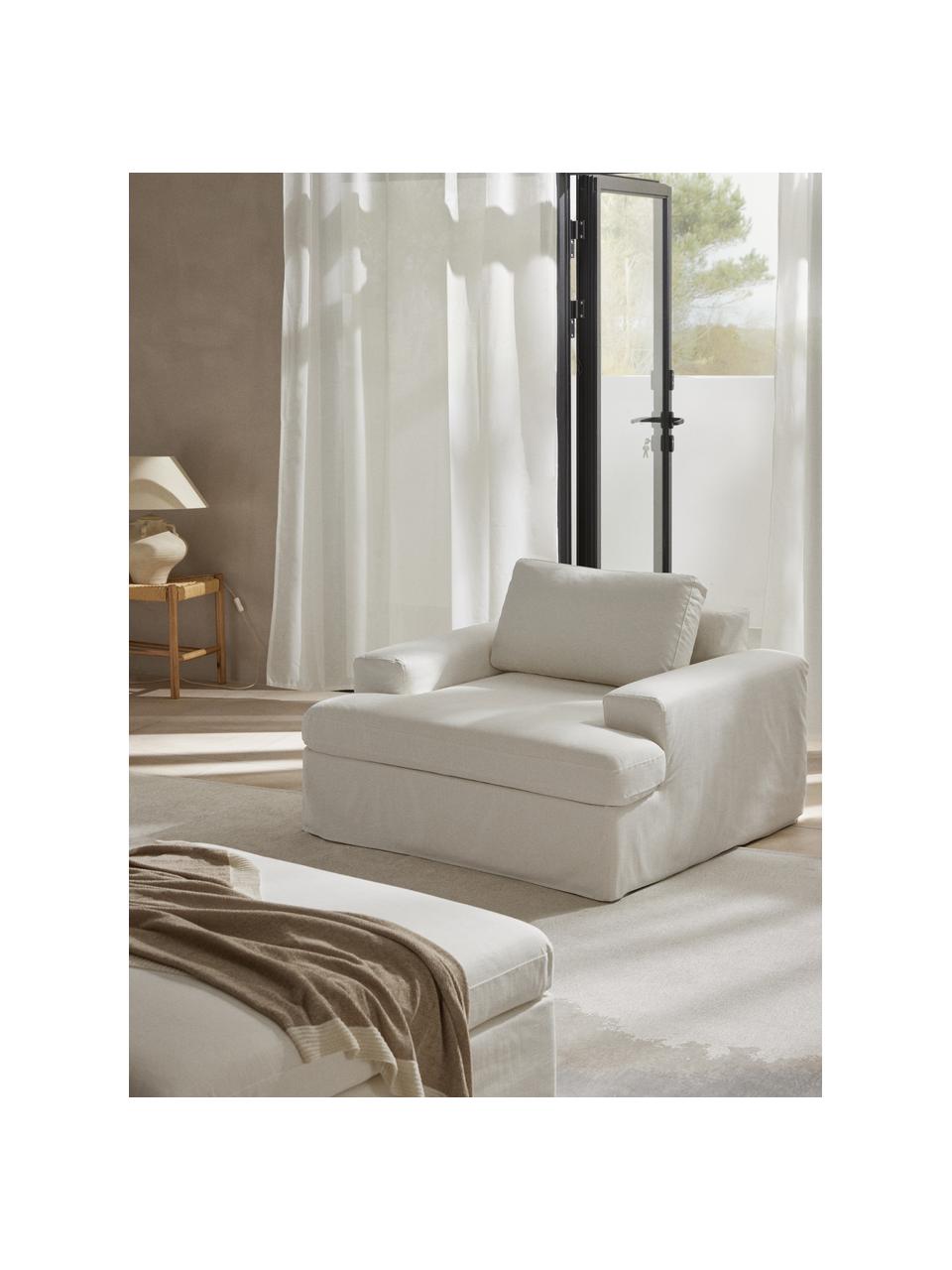 Fauteuil avec revêtement amovible Russell, Tissu blanc cassé, larg. 103 x prof. 112 cm