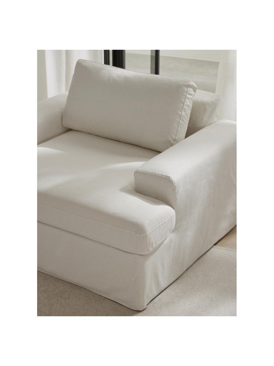 Fauteuil avec revêtement amovible Russell, Tissu blanc cassé, larg. 103 x prof. 112 cm