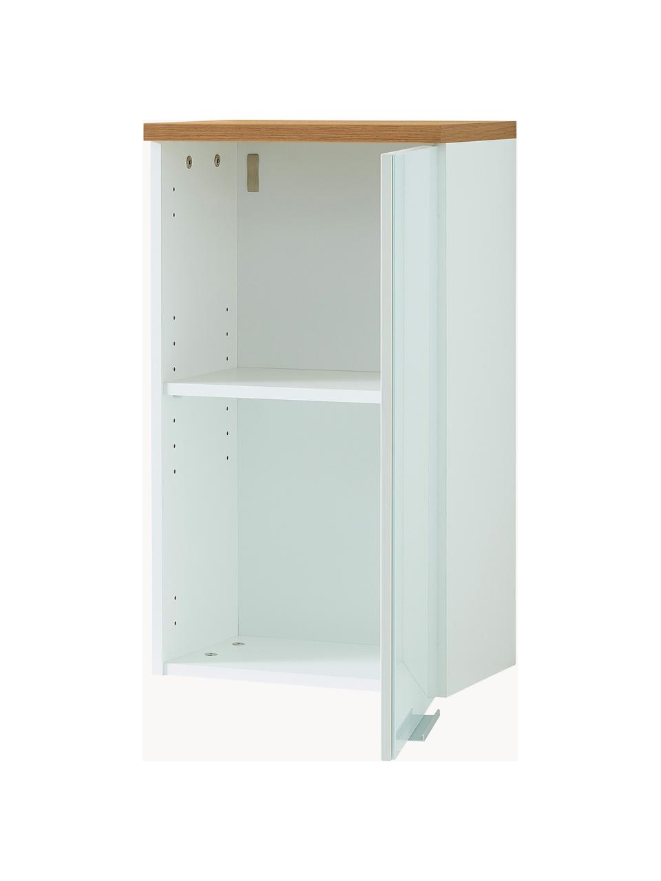 Badkamer wandkast Julian, B 39 cm, Frame: spaanplaat, melamine geco, Wit, houtkleurig, B 39 cm x H 69 cm