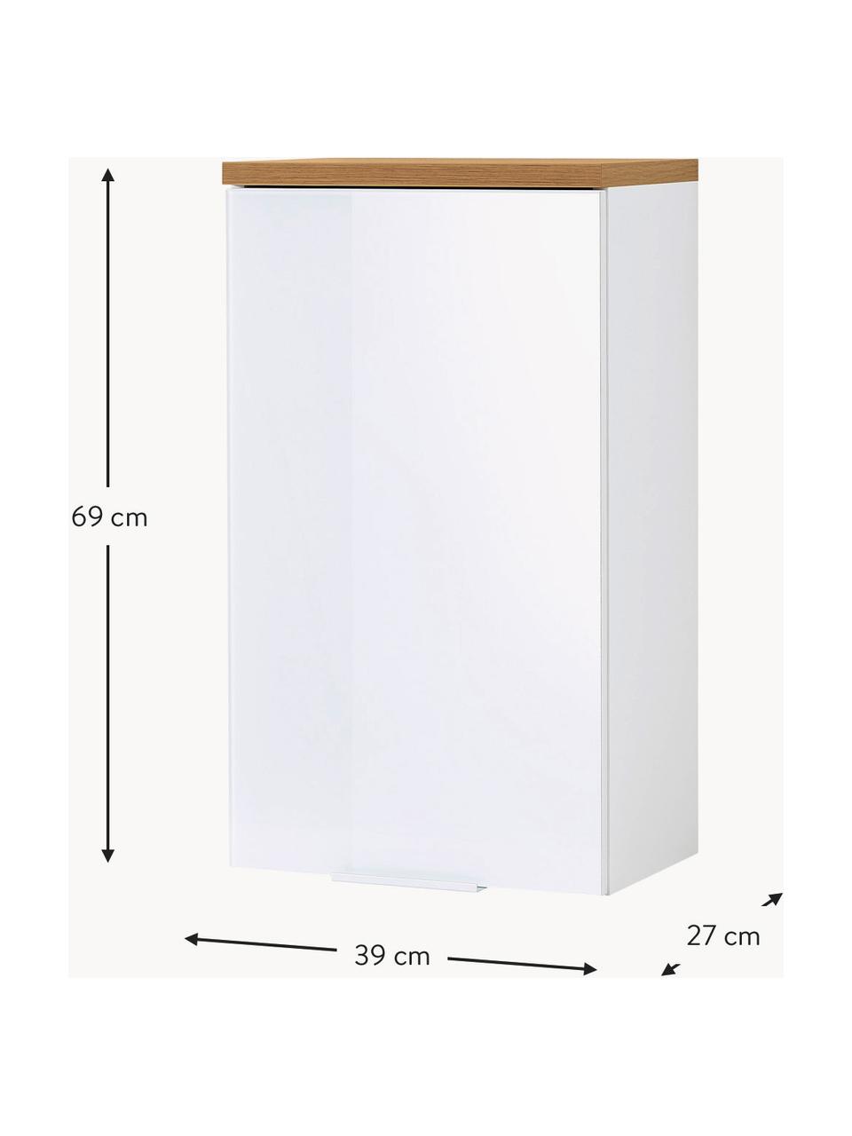 Badkamer wandkast Julian, B 39 cm, Frame: spaanplaat, melamine geco, Wit, houtkleurig, B 39 cm x H 69 cm