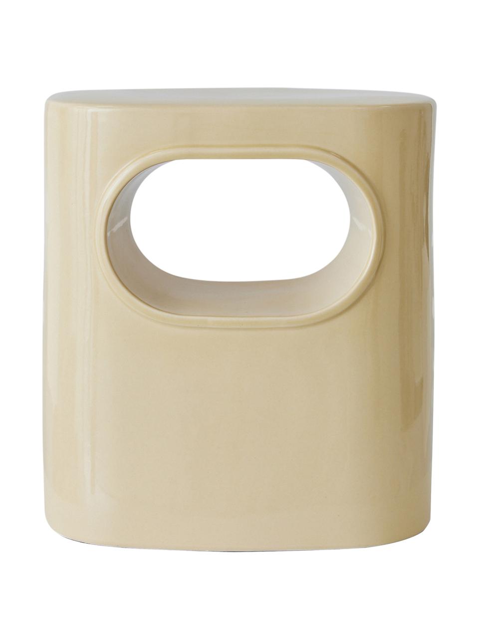 Tavolino ovale Space, Gres, Beige chiaro, Larg. 36 x Alt. 39 cm