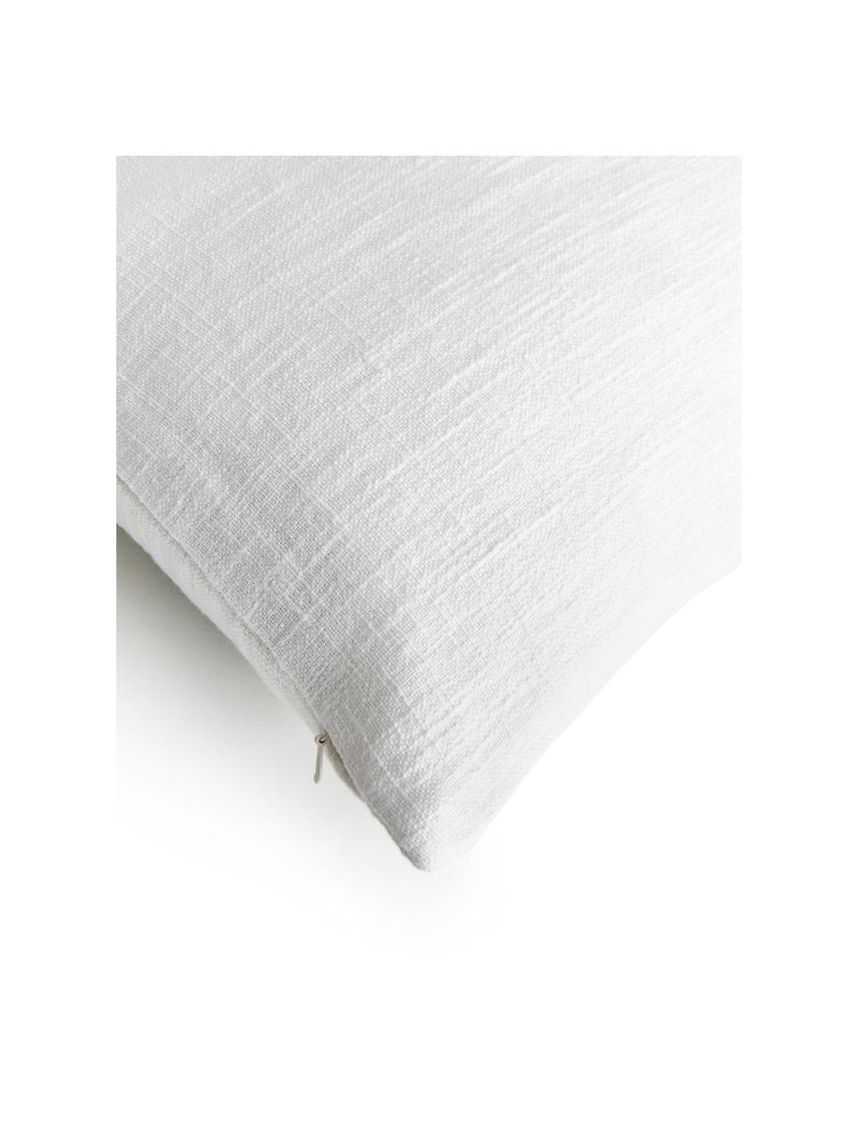 Baumwoll-Kissenhülle Terre mit dekorativer Naht, 80% Baumwolle, 20% Leinen, Weiß, B 30 x L 50 cm