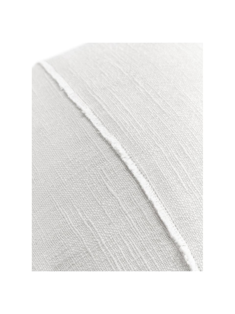 Baumwoll-Kissenhülle Terre mit dekorativer Naht, 80% Baumwolle, 20% Leinen, Weiß, B 30 x L 50 cm