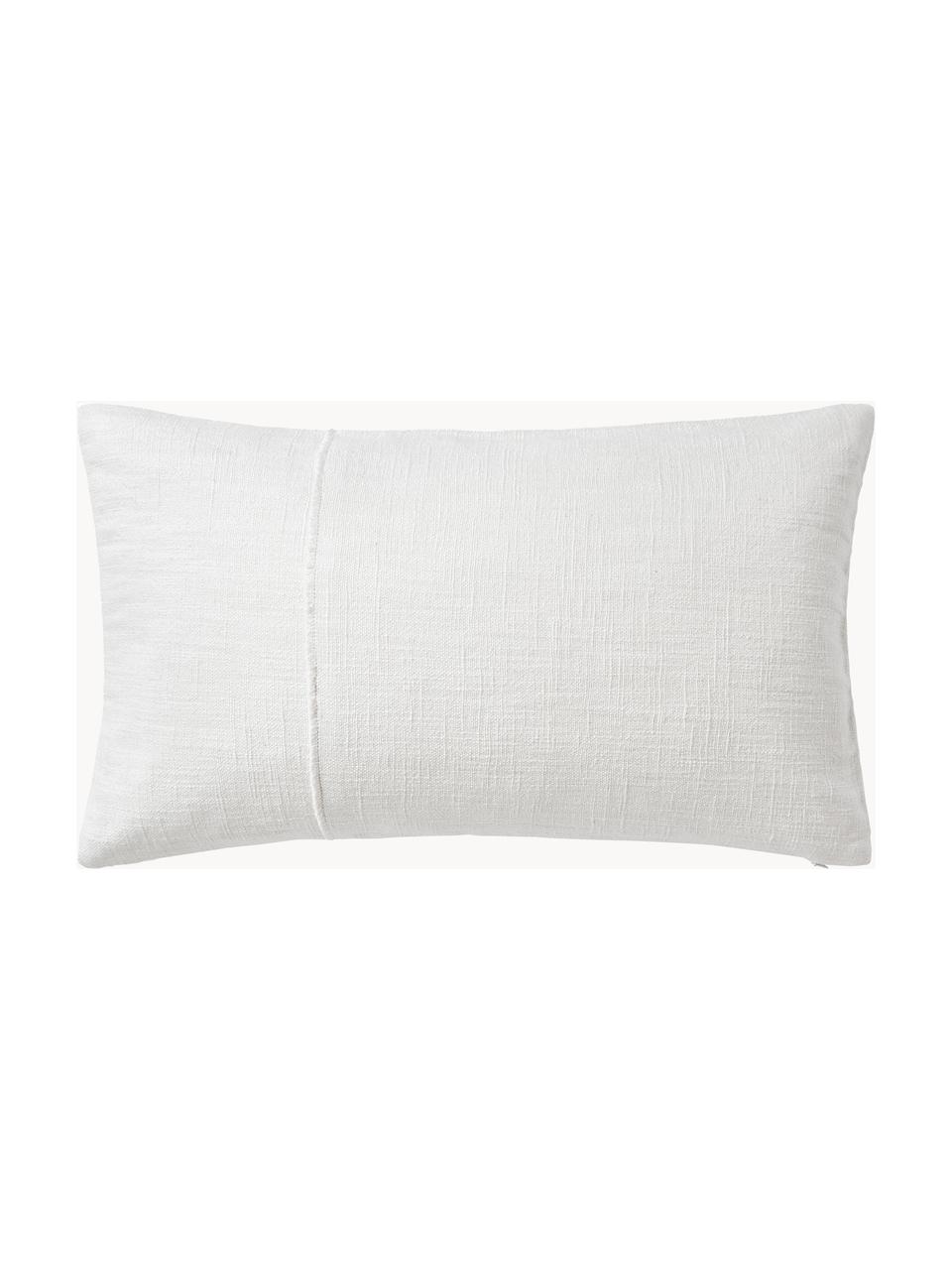 Funda de cojín de algodón con pespuntes Terre, 70% algodón, 30% lino, Blanco, An 30 x L 50 cm
