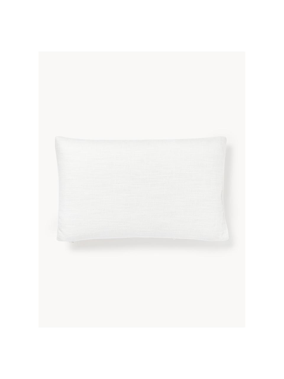 Baumwoll-Kissenhülle Terre mit dekorativer Naht, 70 % Baumwolle, 30 % Leinen, Weiß, B 30 x L 50 cm