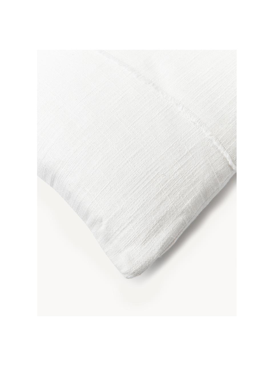 Funda de cojín de algodón con pespuntes Terre, 70% algodón, 30% lino, Blanco, An 30 x L 50 cm