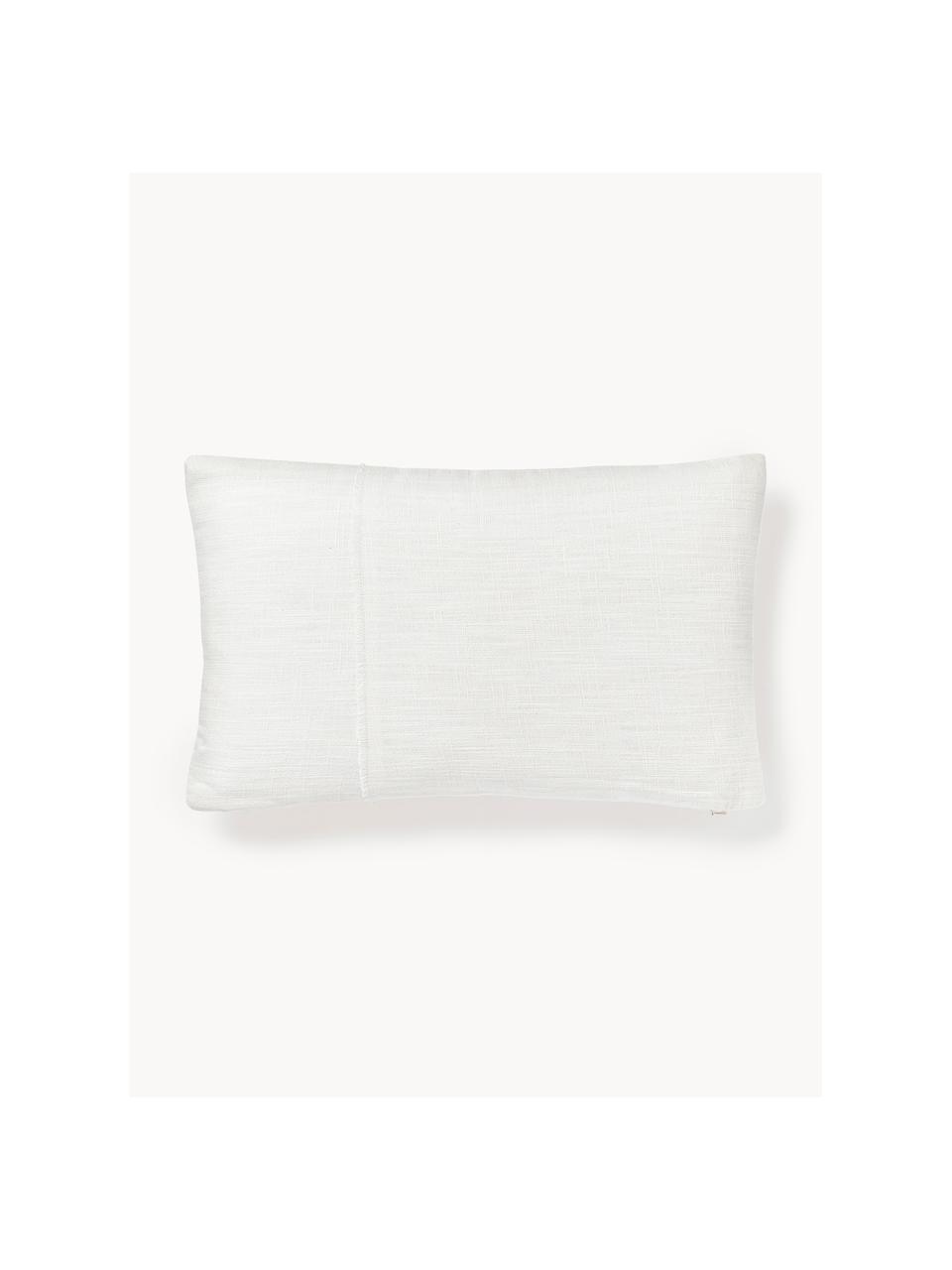 Housse de coussin 30x50 avec broderie décorative Terre, 70 % coton, 30 % lin, Blanc, larg. 30 x long. 50 cm