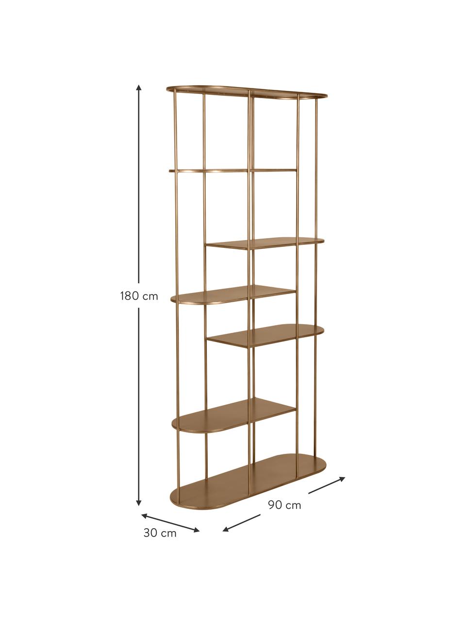 Scaffale con finitura anticata Grayson, Acciaio, verniciato a polvere con finitura antica, Dorato, Larg. 90 x Alt. 180 cm