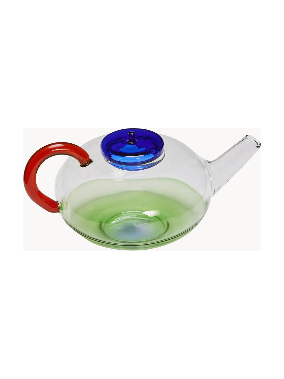 Tetera de vidrio artesanal NoRush, 900 ml, Vidrio, Azul oscuro, verde, transparente, rojo, 900 ml