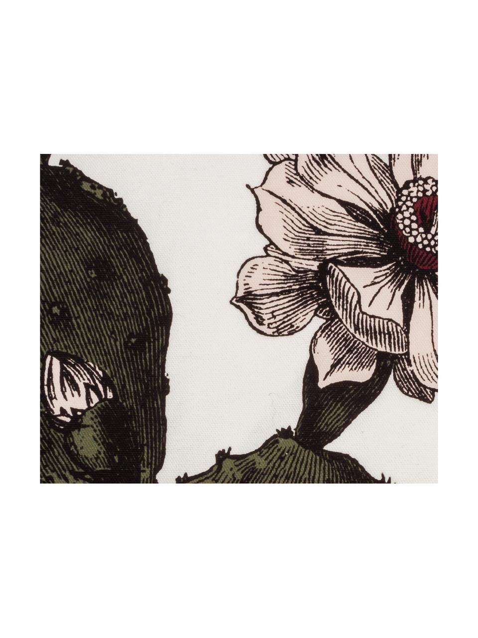 Dubbelzijdig kussen Desert Bloom, Wit, donkergroen, lichtroze, B 45 x L 45 cm