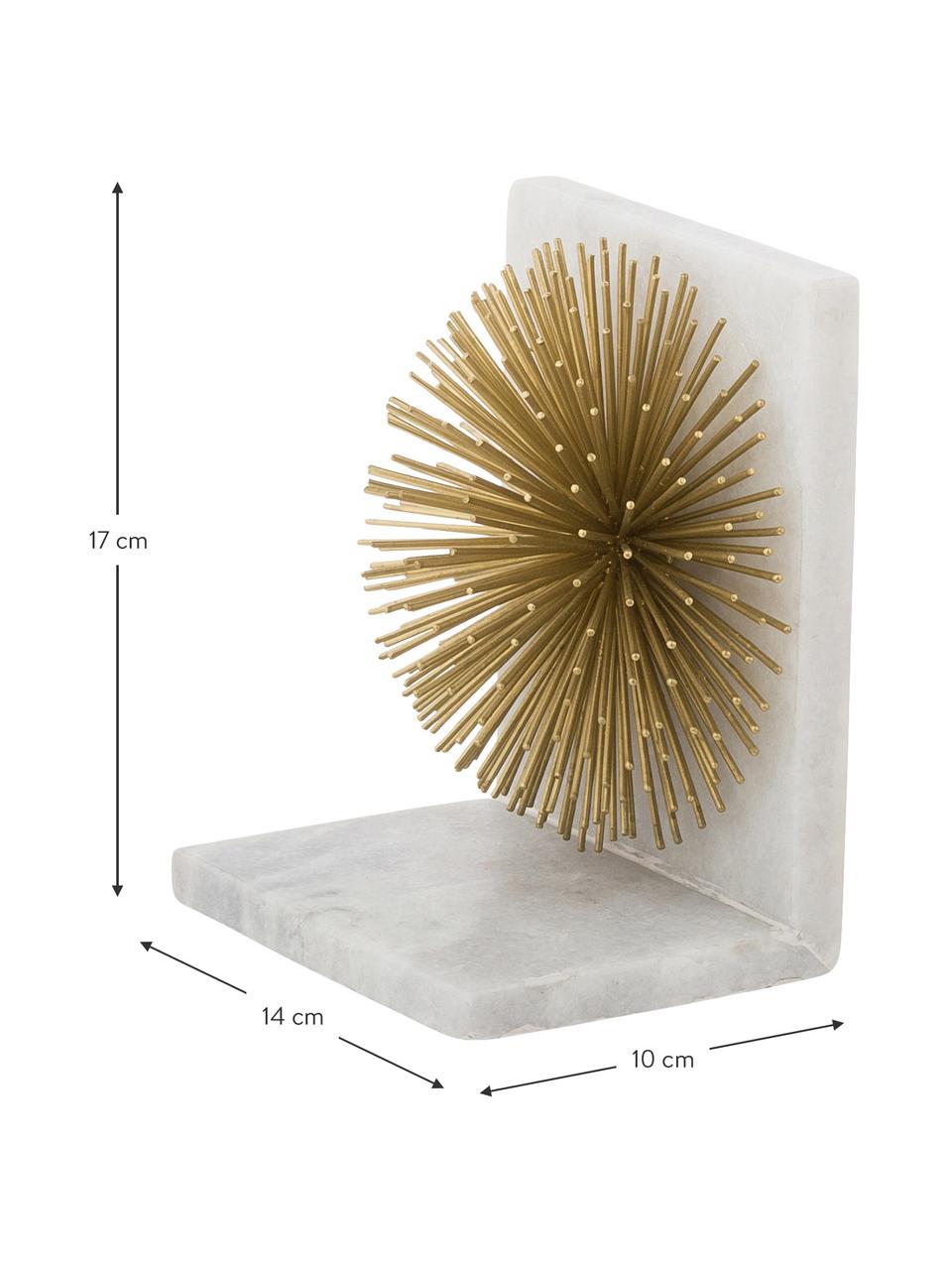 Sujetalibros de mármol Marburch, 2 uds., Figura: dorada, Parte inferior: fieltro, Sujetalibros: mármol blanco Figura: dorada, An 14 x Al 17 cm