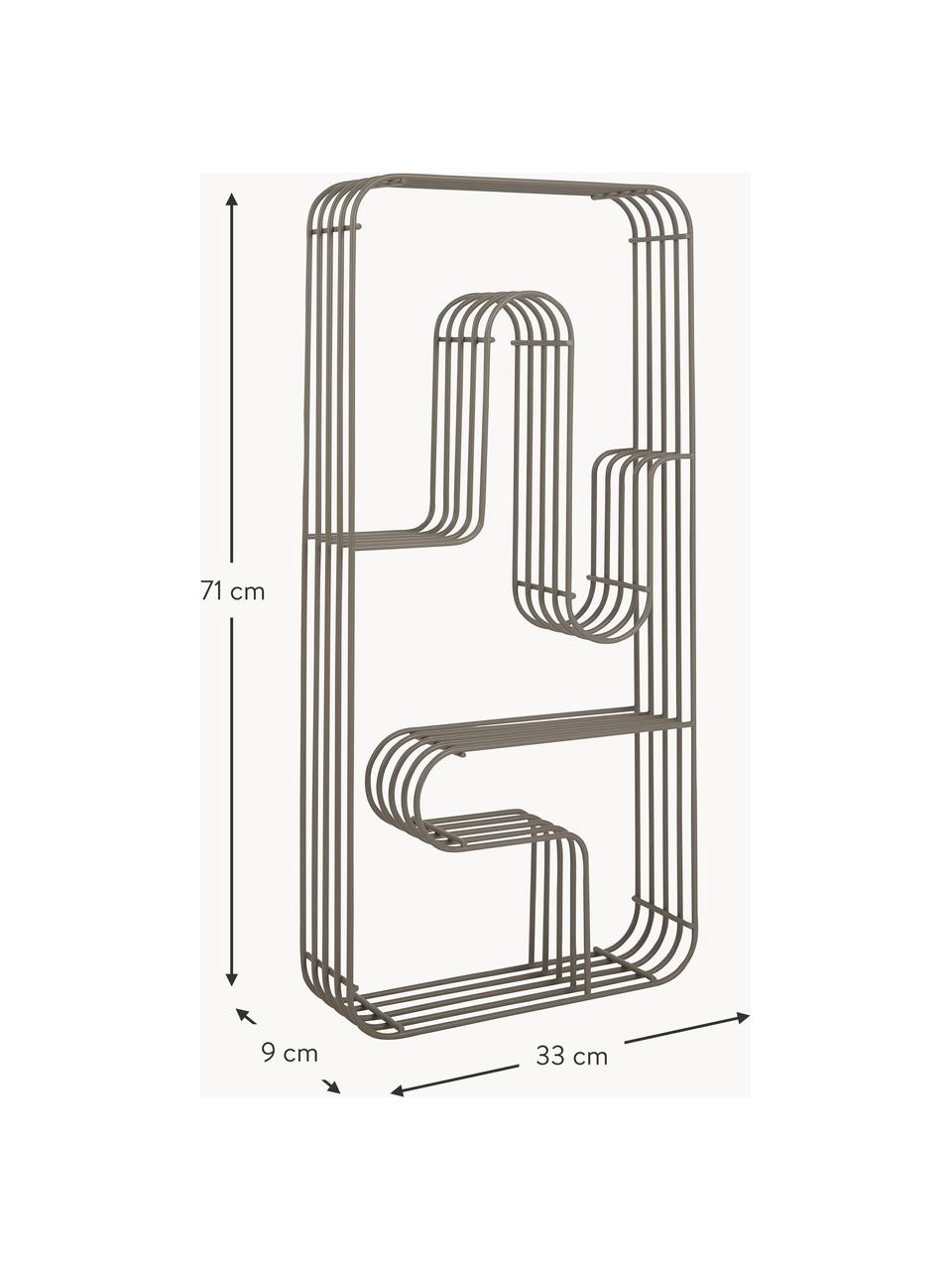 Metall-Wandregal Curva, Stahl, beschichtet, Greige, matt, B 33 x H 71 cm