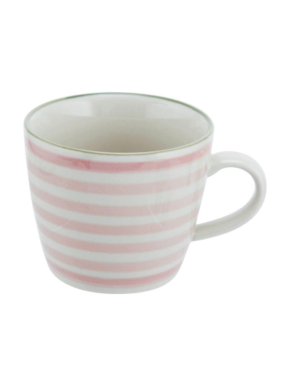 Komplet ręcznie malowanych kubków Patrizia, 3 elem., Kamionka, Kremowobiały, zielony, czerwony, niebieski, Ø 10 x W 8 cm, 300 ml