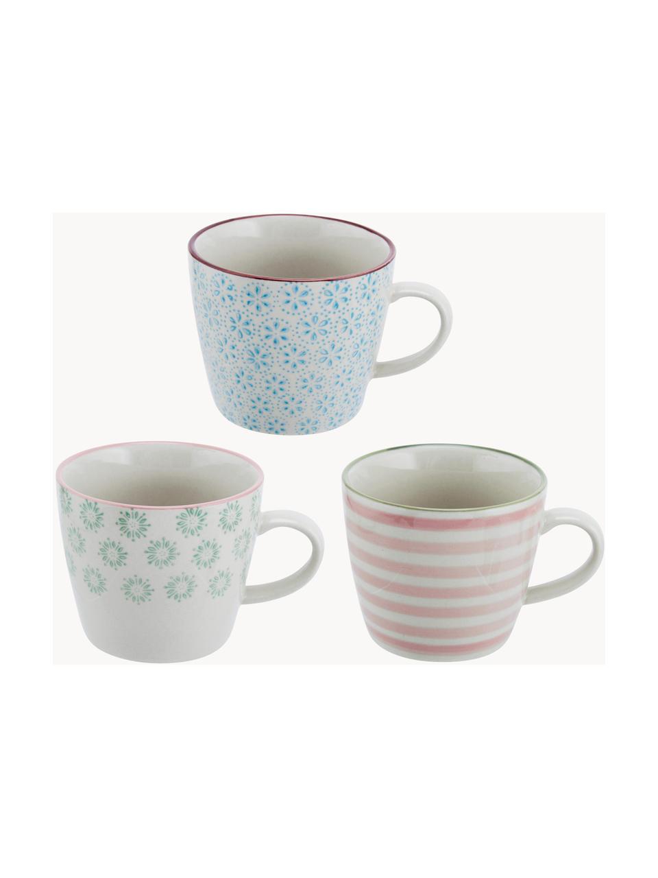 Tazas de café artesanales Patrizia, 3 uds., Cerámica de gres, Off White, multicolor, Ø 10 x Al 8 cm, 300 ml