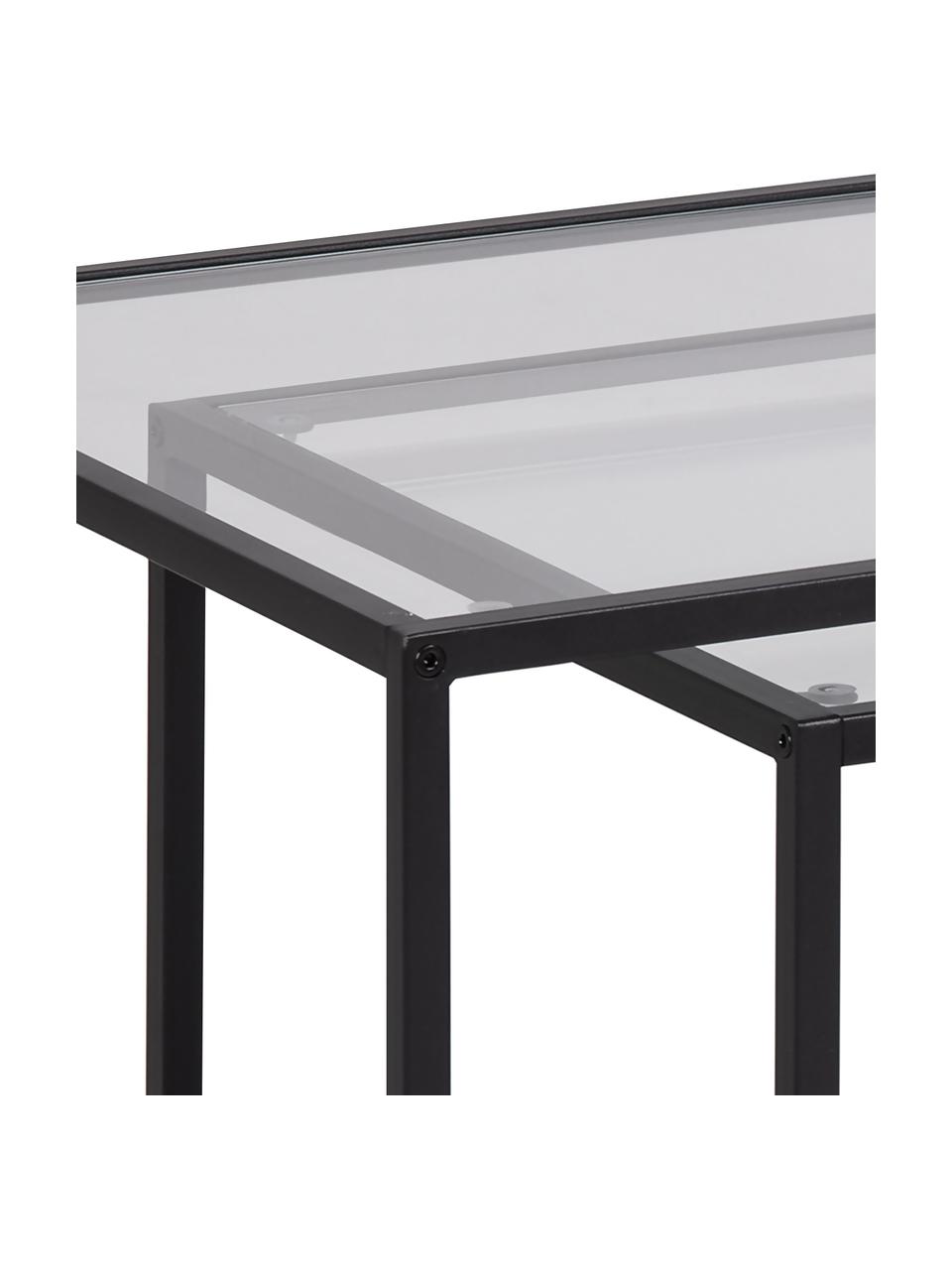 Súprava konferenčných stolíkov so sklenenou doskou Seaford, 2 diely, Čierna, priehľadná, Súprava s rôznymi veľkosťami