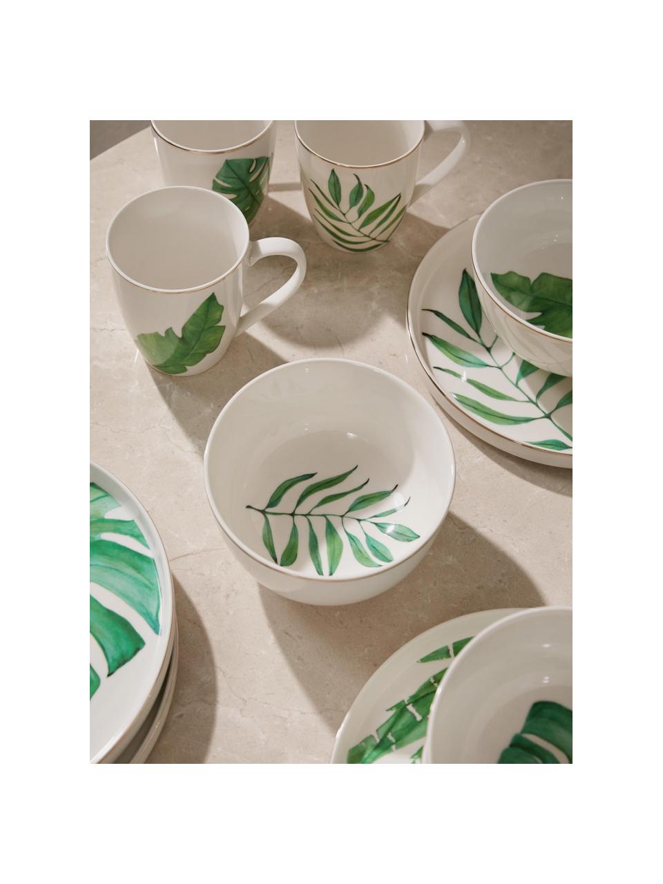 Service de table en porcelaine motif tropical Timba, 4 personnes (12 élém.), Porcelaine Fine Bone China
Fine Bone China est une porcelaine tendre, qui se distingue particulièrement par sa brillance et sa translucidité, Blanc, vert, Lot de différentes tailles