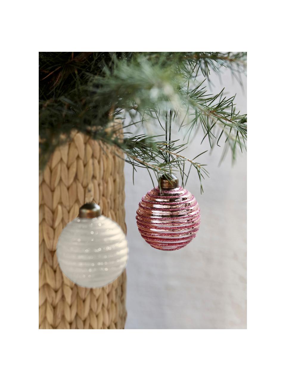Kerstballen Lolli, set van 6, Gebroken wit, roze, Ø 6 x H 7 cm