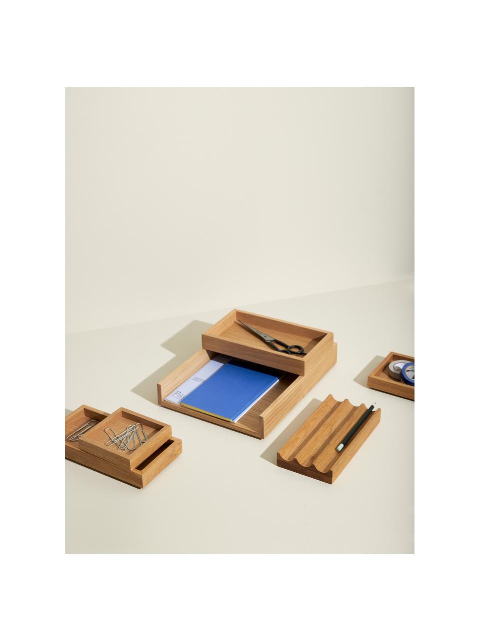 Boîtes de rangement empilables Klara, 3 élém., Placage en bois de chêne, bois de chêne, certifié FSC, Bois de chêne, Lot de différentes tailles