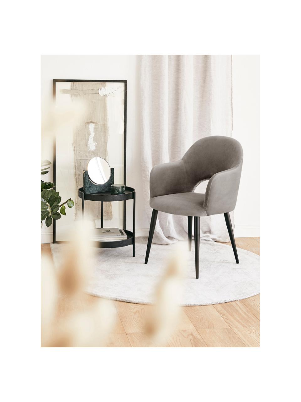 Chaise à accoudoirs en velours Rachel, Velours beige, larg. 55 x prof. 65 cm
