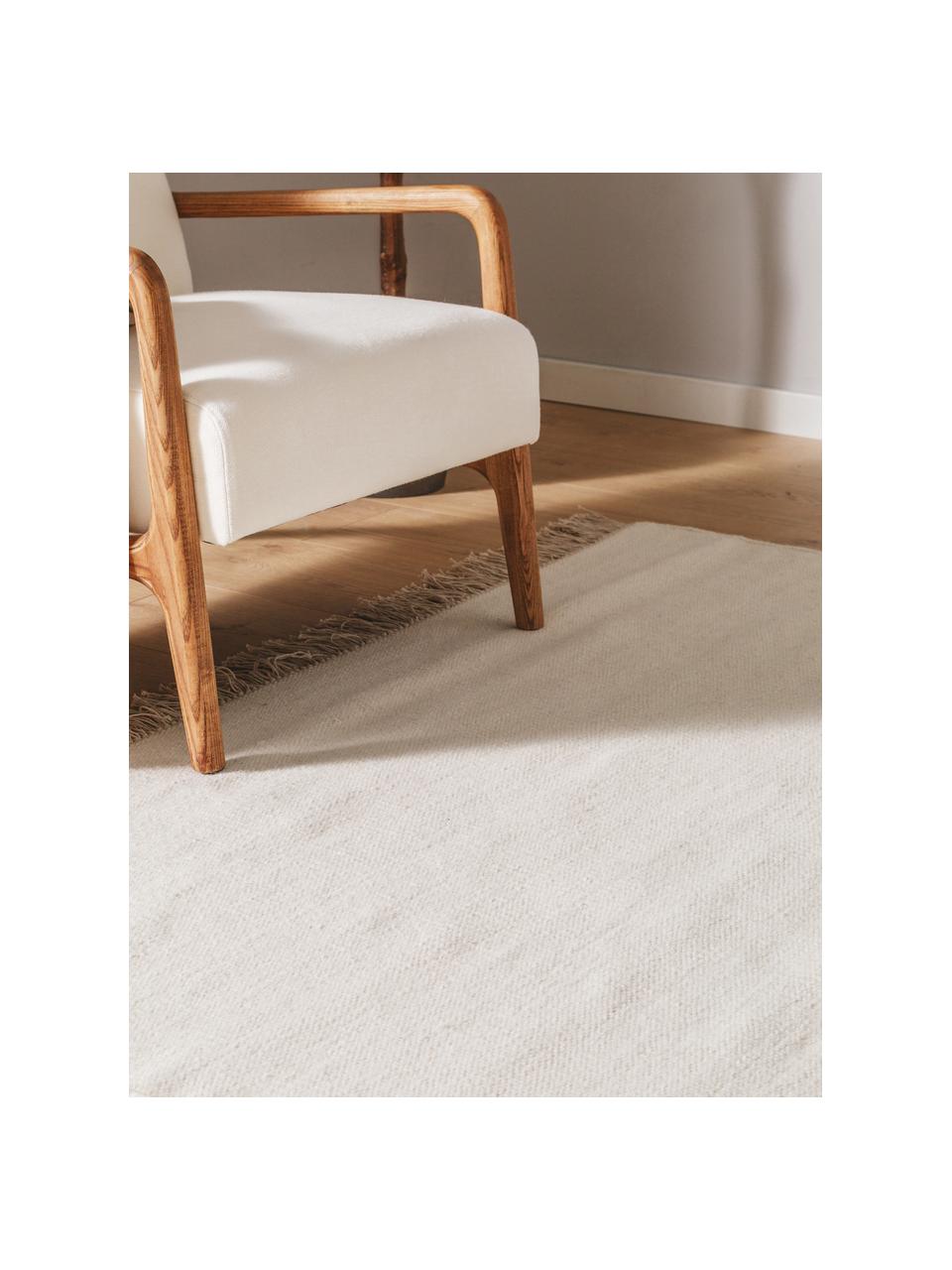 Alfombra artesanal de lana con flecos Liv, 80% algodón, 20% poliéster

Las alfombras de lana se pueden aflojar durante las primeras semanas de uso, la pelusa se reduce con el uso diario., Beige claro, An 80 x L 150 cm (Tamaño XS)