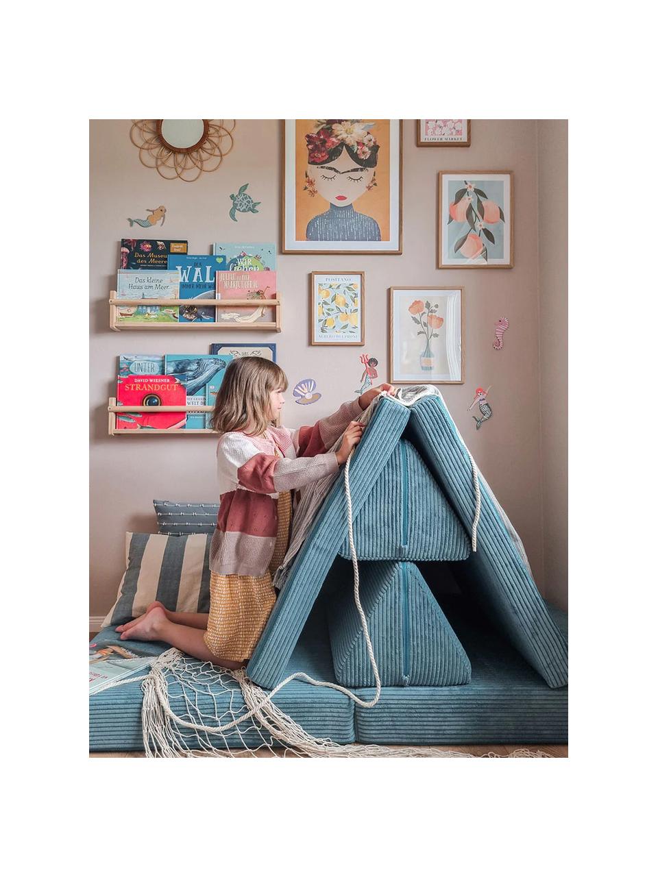 Modulárna detská pohovka na hranie z menčestru Mila, ručne vyrobená, Menčestrová svetlomodrá, Š 130 x V 65 cm