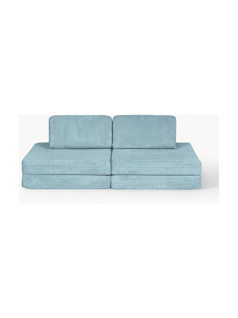 Modulares Kinder-Spielsofa Mila aus Cord, handgefertigt, Bezug: Cord (100 % Polyester) De, Cord Hellblau, B 130 x T 65 cm