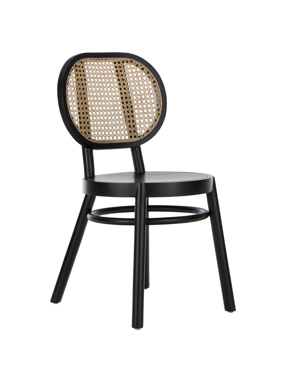 Houten stoel Retro met Weens vlechtwerk, Zwart, B 45 x D 54 cm