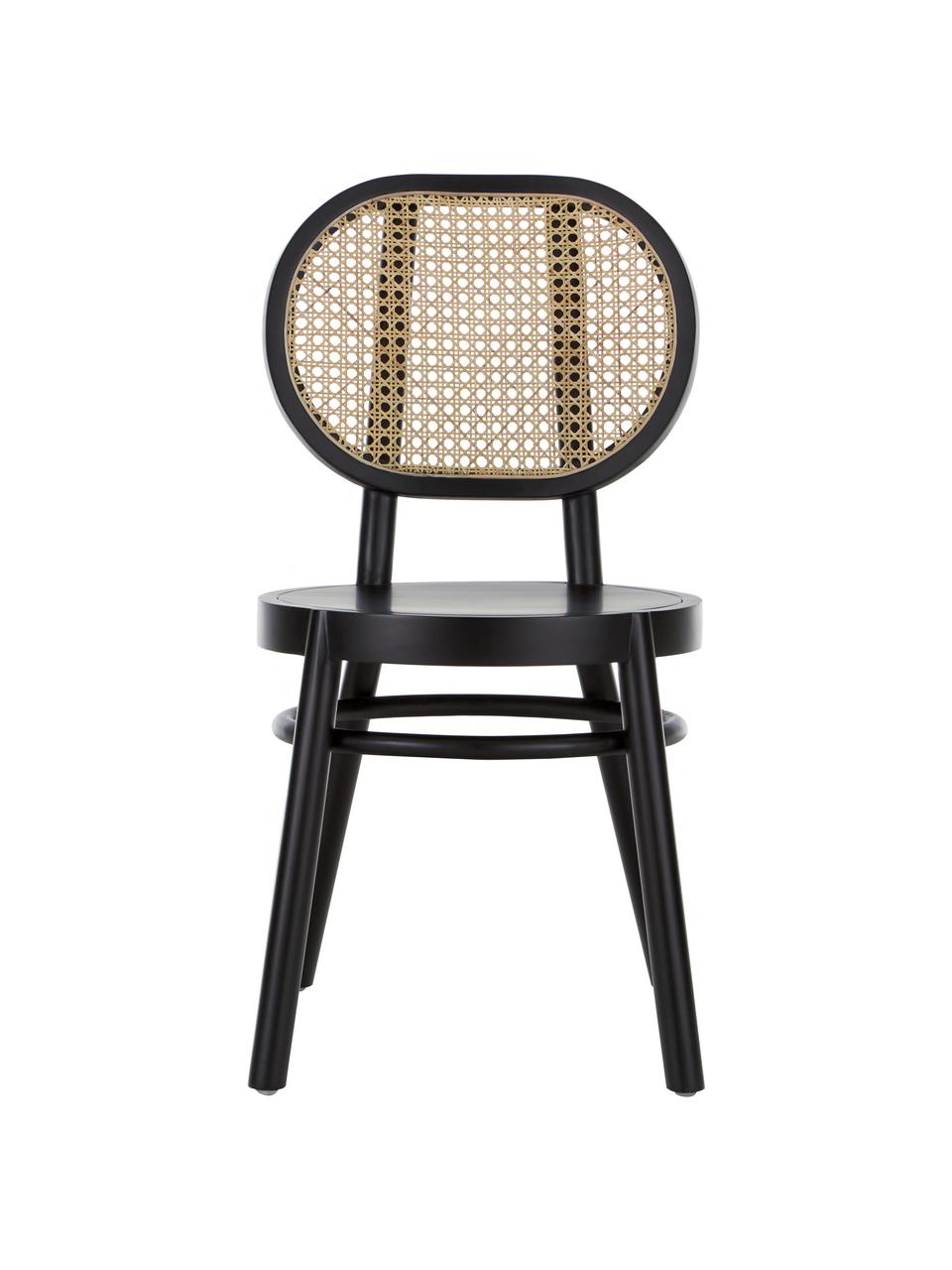 Dřevěná židle s vídeňskou pleteninou Retro, Černá, Š 45 cm, H 54 cm