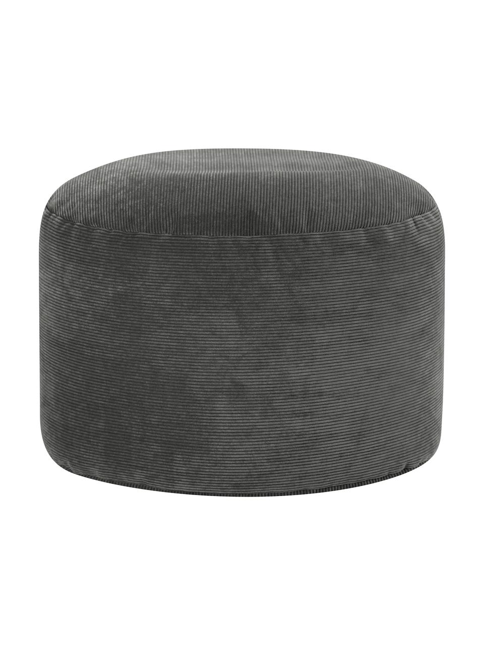 Pouf in velluto a coste Cordone, Rivestimento: Cordone (96% poliestere, , Antracite, Ø 50 x Alt. 30 cm