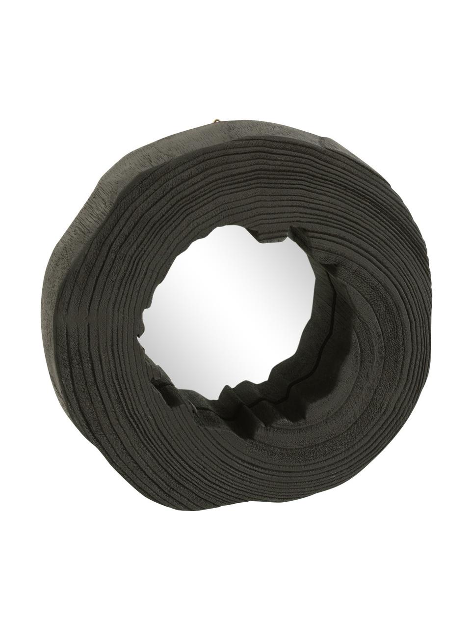 Specchio rotondo da parete in legno di paulownia nero Nature, Cornice: legno di paulownia rivest, Superficie dello specchio: lastra di vetro, Nero, Ø 28 cm