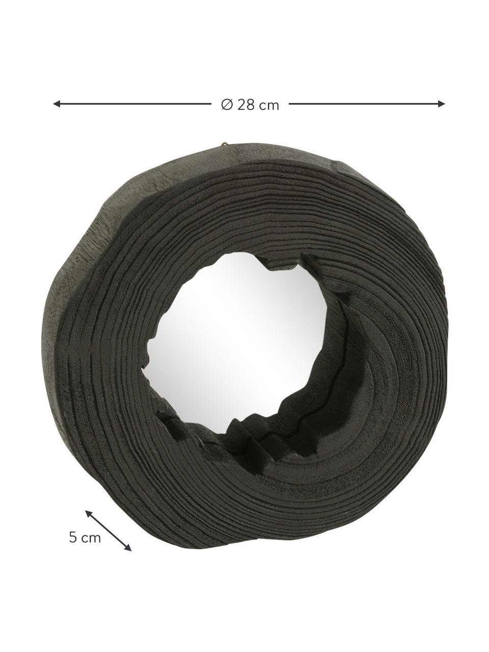 Ronde wandspiegel Nature van Paulowniahout in zwart, Lijst: paulowniahout, gecoat, Zwart, Ø 28 cm