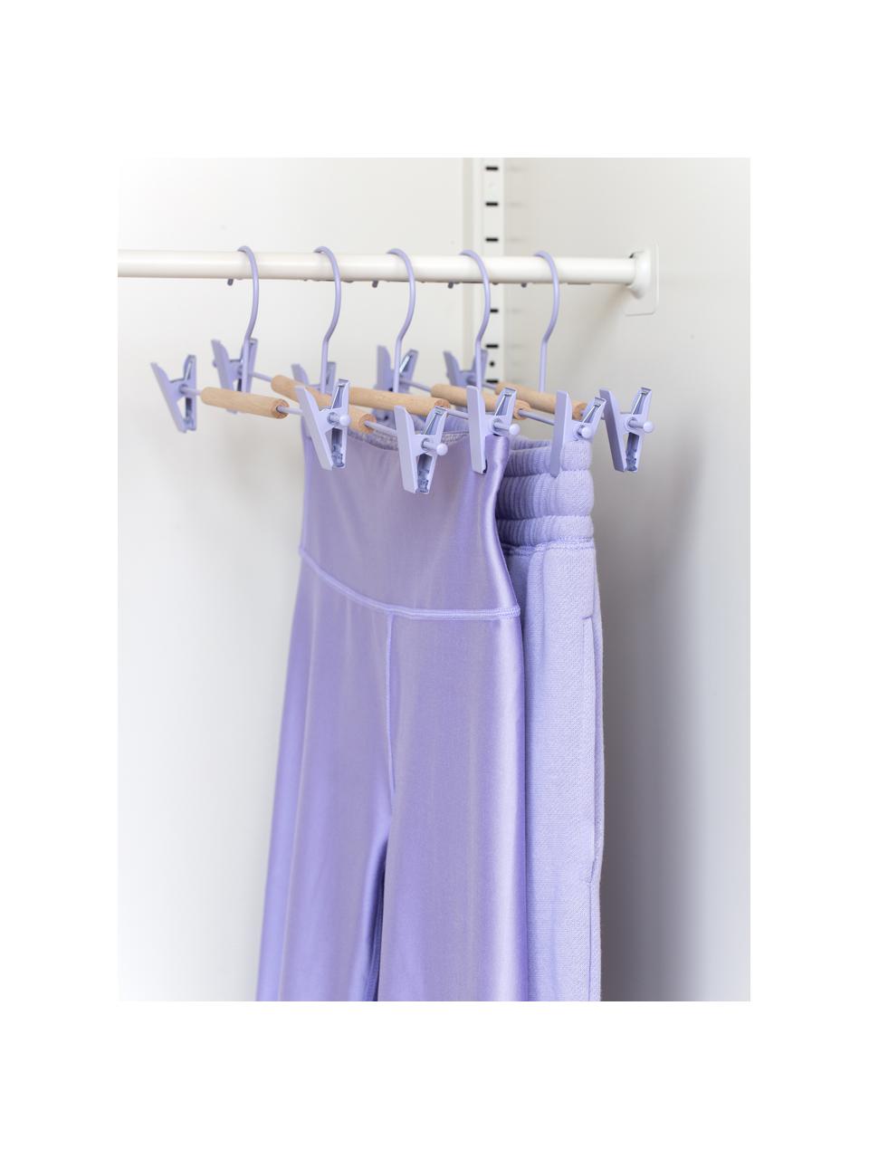 Cintres Adult Clip, 5 pièces, Bois, acier, revêtement par poudre, Lilas, larg. 35 x haut. 12 cm