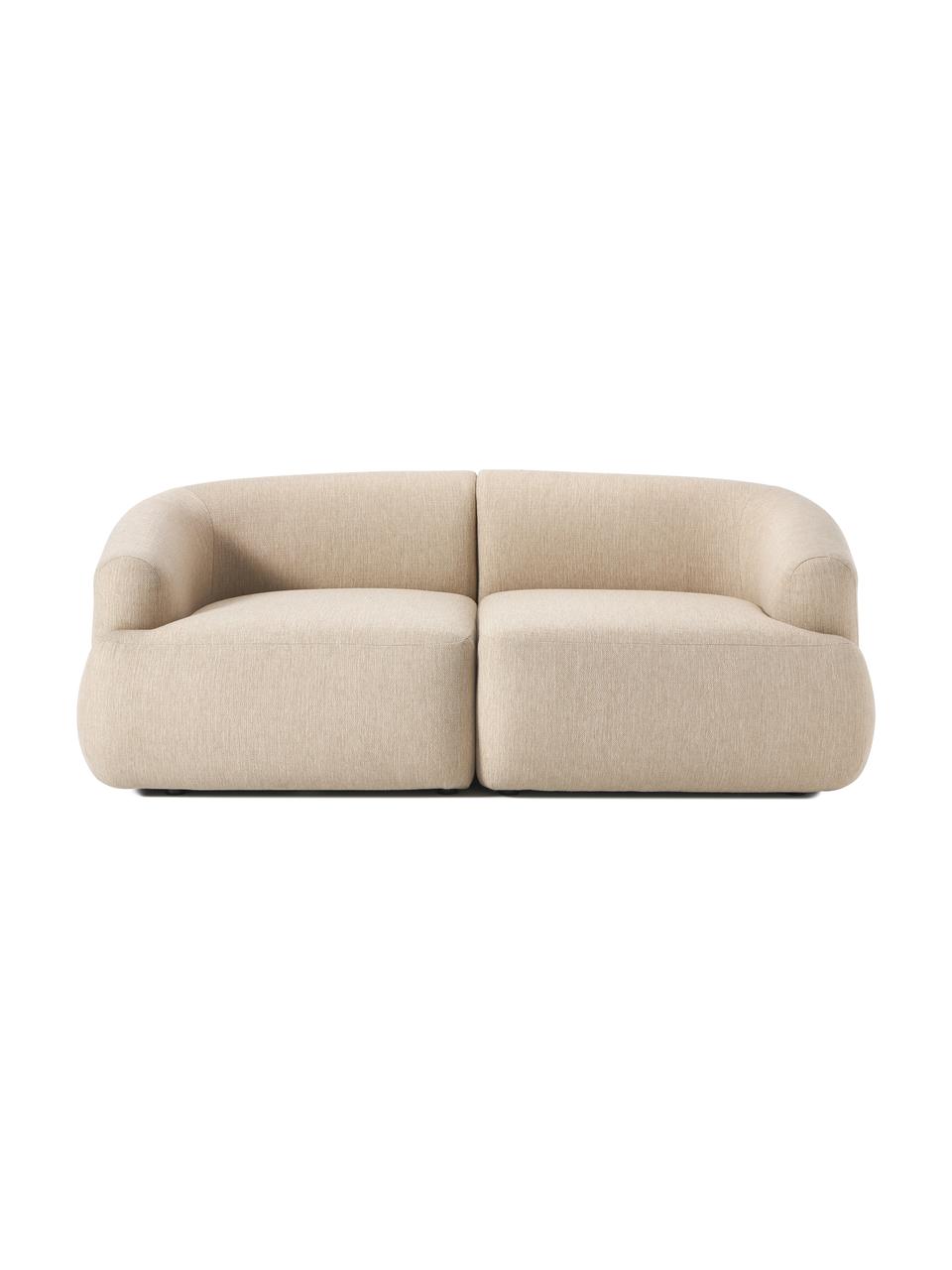Divano componibile 2 posti Sofia, Rivestimento: Teddy (100% polipropilene, Struttura: abete rosso, truciolare, , Tessuto beige chiaro, Larg. 186 x Prof. 103 cm