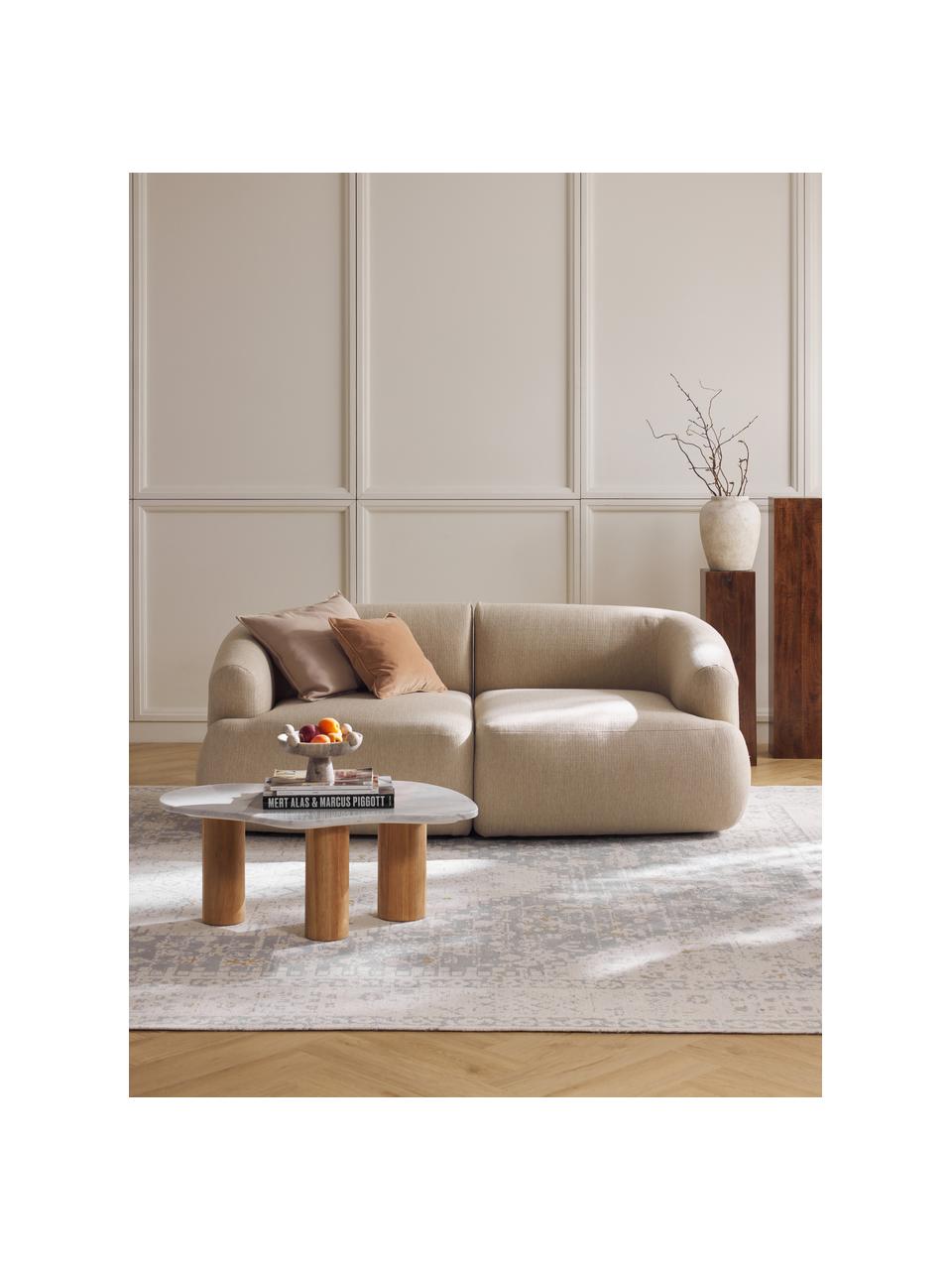 Modulares Sofa Sofia (2-Sitzer), Bezug: 100 % Polypropylen Der ho, Gestell: Fichtenholz, Spanplatte, , Füße: Kunststoff Dieses Produkt, Webstoff Hellbeige, B 190 x T 103 cm